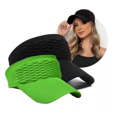 Imagem de Kit 2 Viseiras Bonés Moda Blogueira Aba Longa Respirável Proteção Sola
