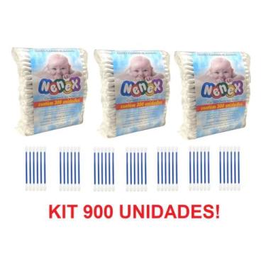 Imagem de Kit refil de cotonete nenex c/900unidades algodão 3 pacotes