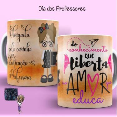 Imagem de 2 canecas de cerâmica , 325 ml, dia dos professores - Innovari