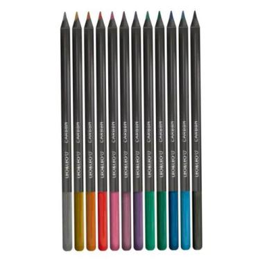 Imagem de Lapis Cor 12 Cores Metálico Carbon Line Macio Cor Forte Original - leo