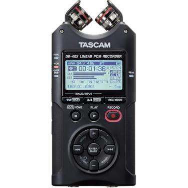 Imagem de TASCAM Gravador de campo portátil DR-40X de 4 faixas — 2 entradas XLR/TRS, interface de áudio USB, microfones ajustáveis duplos para gravação estéreo de música, áudio para vídeo e podcast