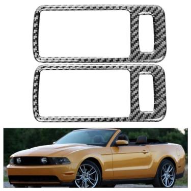 Imagem de IKUESM compatível com Ford Mustang 2009-2014 Acessórios de fibra de carbono interior maçaneta da porta do carro adesivo decalque decoração moldura capa(Black)