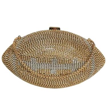 Imagem de Lyuxhetaokdiq Bolsa de ombro feminina em forma de futebol, bolsa de mão de rugby, bolsa de futebol exclusiva novidade, 1 ouro