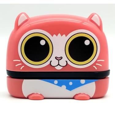 Imagem de Carimbo de nome para roupas infantis à prova d'água – carimbos personalizados para crianças, crianças, estudantes, filhos, meninos, meninas, creche, presentes de volta às aulas (gato rosa)