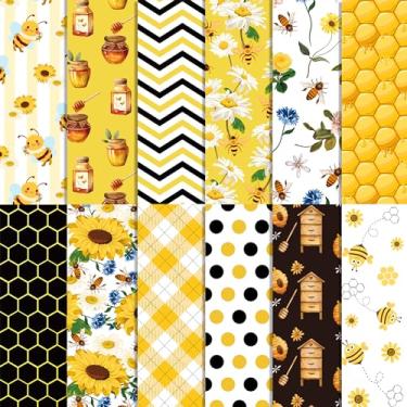 Imagem de VIVIQUEN Pacote com 24 Unidades de Papel Dupla Face Gold Honey Bee, 12", Papel Texturizado de Outono para Scrapbook, Papel para Artesanato de Girassol, Dobrado para Fazer Cartões d (, Dourado)