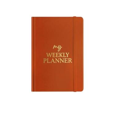 Imagem de A5-Simple Agenda semanal personalizada para estudantes, caderno de negócios em inglês com capa de flanela - laranja