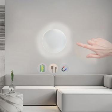 Imagem de Luminária de parede LED operada por toque, luminária de parede ajustável com interruptor, luzes de parede, bateria recarregável, ferro, acrílico, luz de parede interna 2700K/6500K (luz branc
