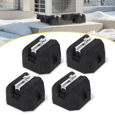 Imagem de Powrocket Base de montagem no chão para mini ar condicionado split, 4 unidades de montagem isoladora antivibração, kit de base de borracha para mini bomba de calor AC dividida sem dutos, compressor de