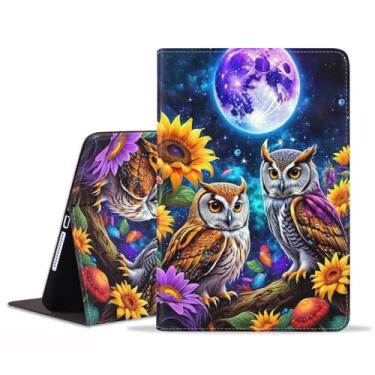 Imagem de BWOOLL Capa para Samsung Galaxy Tab S9 FE 5G 10,9 polegadas e Galaxy Tab S9 11 polegadas (2023), capa fina e leve de couro PU com suporte para despertar/hibernar automaticamente, coruja sob a lua