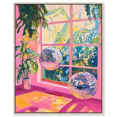 Imagem de Art Remedy Impressão artística moderna em tela neon Sundown, moldura prateada, 40,6 cm x 50,8 cm