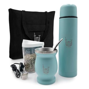 Imagem de TUMA TU MATE kit erva-mate completo - inclui copo de mate, canudo (bombilla), garrafa térmica de 750ml, saquinho e dois brindes (recipiente de erva-mate e aquecedor de imersão para carro) -