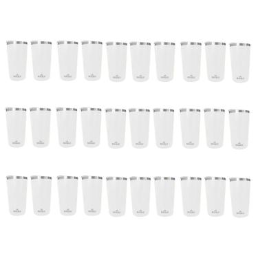 Imagem de Kit 30 Copos Térmicos Aço Inox 420ML Branco p/ Água Cerveja Café - Quente e Frio - Unica Unico