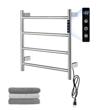 Imagem de TRJIKAG Toalheiro aquecido cromado, 4 barras para aquecedor de toalhas para banheiro