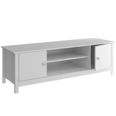 Imagem de Rack Bancada Para TV 42 Pol 2 Portas 146 cm R606 Branco Dtall - Milani