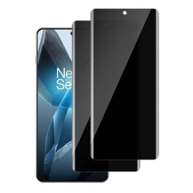 Imagem de PUKMCX Pacote com 2 protetores de tela de vidro temperado para OnePlus 13, cobertura total 3D, antiespião, sem bolhas, anti-arranhões para OnePlus 13 de 6,8 polegadas, compatível com capas