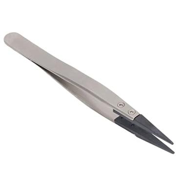 Imagem de Tweezers Antistáticas, Acessório de Ponta Intercambiável e Curva Com Cabeça de Plástico de Fibra de Carbono, Corpo de Aço Inoxidável, Durável e Confortável, HRC40, Semicondutor,
