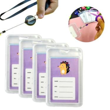 Imagem de 4 Un Suporte Para Cartão Colorido Com Cordão E Elástico Prático - Kit 