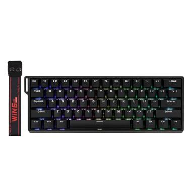 Imagem de EPOMAKER Teclado magnético Aula WIN60 HE 60% com fio com atuação ajustável, taxa de pesquisa de 8000 Hz, interruptores de efeito Hall, troca a quente, para jogos FPS (preto)