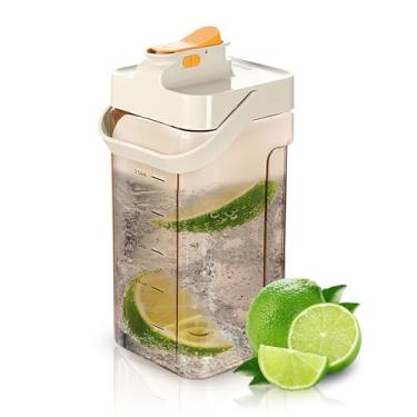 Imagem de Garrafa de água fria de 3402 g, chaleira de plástico transparente com tampa, jarra de geladeira sem BPA e resistente a quebras, perfeita para chá gelado, sangria, limonada, suco, leite e mais