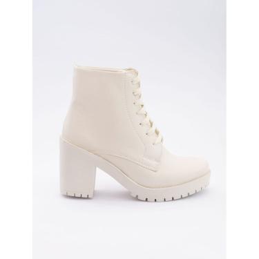 Imagem de Bota Coturno Feminino Branco Confortável com Salto Barata