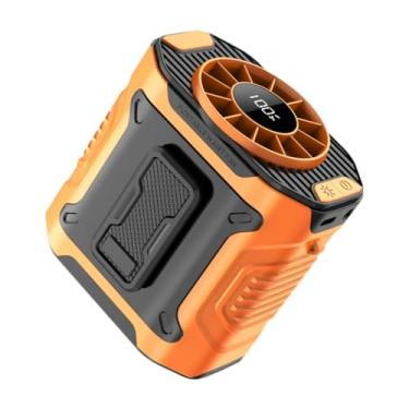 Imagem de FLCPJGV Função de iluminação LED da cintura portátil Função pendurada do pescoço Fan prático recarregável Ajustável 100 velocidades para viagens ao ar livre, Laranja