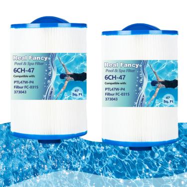Imagem de Real Fancy Cartucho de filtro de spa 6CH-47 substitui Unicel 6CH-47, Filbur FC-0315, PTL47W-P4, 373043 filtro de banheira de hidromassagem, 60471, XLS-607, 47 pés quadrados, pacote com 2