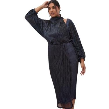 Imagem de City Chic Vestido feminino plus size - Jaylee Mesh Midi, Meia-noite, 50