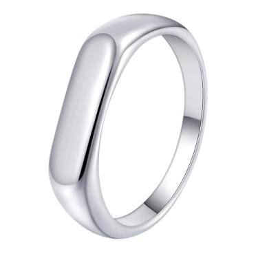 Imagem de Udolfly Anel masculino de aço inoxidável com sinete para homens e mulheres, prata/preto/dourado, anel de dedo quadrado, presente para pai e marido, 7, Metal, Sem pedra preciosa