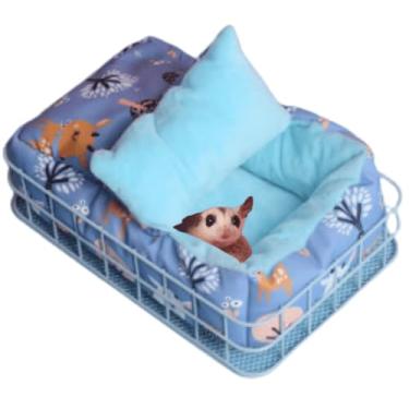 Imagem de Copfeu Cama de rato para gaiola, gaiola de metal de porquinho-da-índia com forro, acessórios de plataforma para animais pequenos, brinquedos de chinchila de habitat animal para esquilo, hamster,