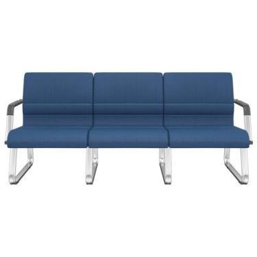 Imagem de Cadeira Longarina 3 Lugares Recepção com Braço Pés Cromado Lev P03 Cre