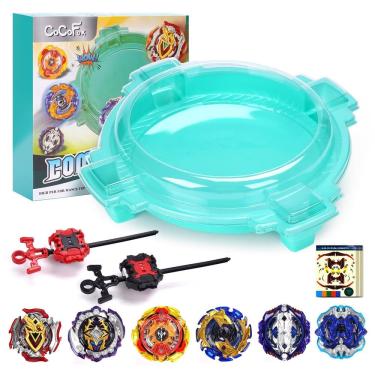 Imagem de Conjunto de lâminas de brinquedo Bey Battling Top Burst com estádio, 6 tampas e 2 lançadores