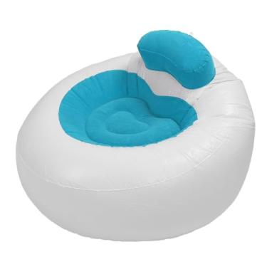 Imagem de Cadeira Inflável de Modelagem Cardíaca Amorosa, sofá Macio para Sala de Estar, Ao Ar Livre Com Design de Flocagem de PVC (BLUE)