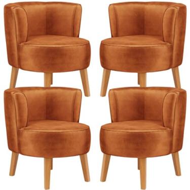 Imagem de Kit 4 Poltronas Cadeira Decorativa para Sala de Estar Resistente MOBLAN decor (Terracota)