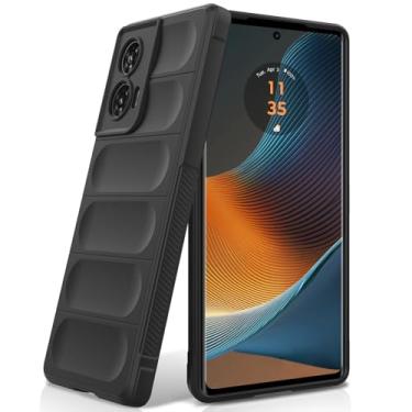 Imagem de BonYonka Capa de silicone para Motorola Moto Edge 50 Fusion, forro de microfibra antiarranhões, capa à prova de choque com proteção para câmera, preta