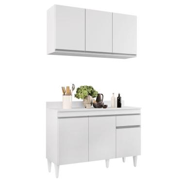 Imagem de Armário Aéreo Virgínia E Balcão Para Pia Com Tampo 120Cm Arizona Branco - Lumil