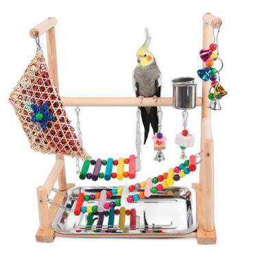 Imagem de Playground para Calopsitas Pássaros com Escadas, Brinquedos, Bandeja e
