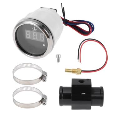Imagem de A ABSOPRO Kit universal de medidor de temperatura da água digital de 3 cm com adaptador de sensor de radiador de tubo de junta preta 100-300F - Visor LED automotivo DC 12V