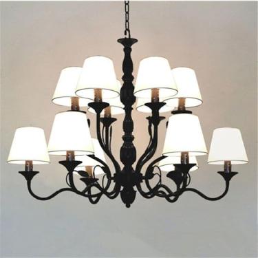 Imagem de Candelabro Simples Americano LED Personalidade Criatividade Sala de Estar Restaurante Quarto Estudo Villa Hotel Café Bar Clothing Store Lâmpada Pendente (A Black A 10 luzes)