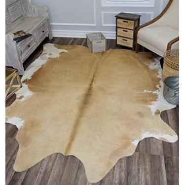Imagem de Rugs America Tapete branco de couro de vaca Nash, 1,8 m x 2,1 m, bege