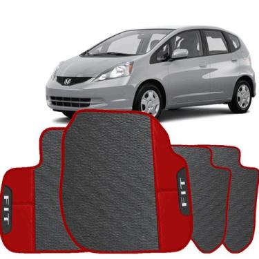 Imagem de LINDO JOGO TAPETE 4 PEÇAS CARRO AUTOMOTIVO  NA COR VERMELHO  Honda Fit
