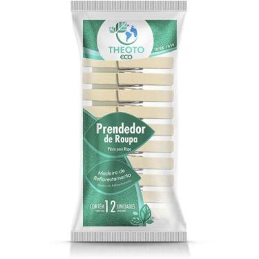 Imagem de Prendedor De Roupa Madeira Pequeno Pacote Com 12 - Theoto