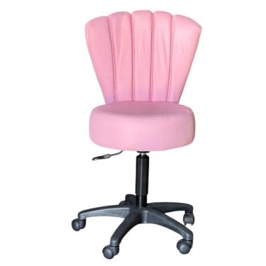 Imagem de Cadeira Mocho Pétala Corino Rosa Bebê - In9 Decor