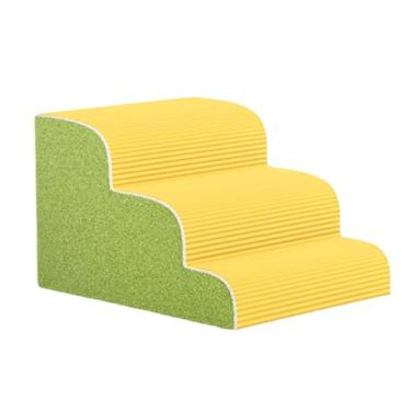 Imagem de IEUDNS Escadas de cães rampas escada de estimação suave -cama alta lavagem extra larga não deslizamento para uso de cachorros de uso interno, Amarelo Verde