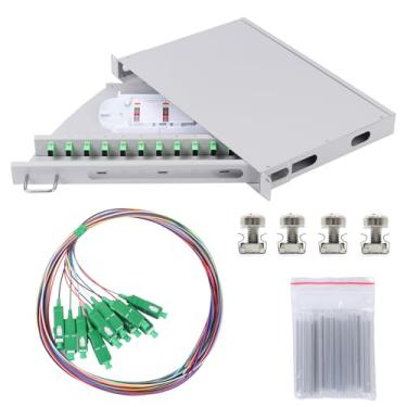 Imagem de Duogalia Caixa de montagem em rack SC-APC 12 Simplex de 12 portas com bandeja de emenda (tipo giratório, com tranças de fibra e acopladores) serve para armário de rack de 48 cm