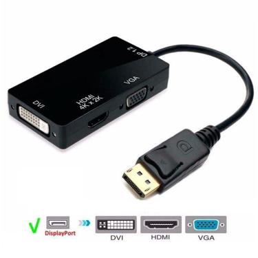 Imagem de Adaptador Displayport X Hdmi Dvi Vga Fêmea Multiport 3x1