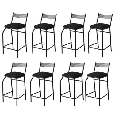 Imagem de Kit 8 Banquetas Gourmet Para Bancada Ou Cozinha Ibiza Preto