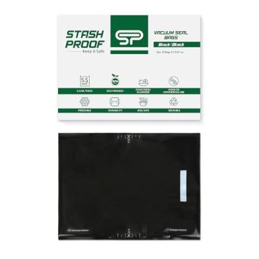 Imagem de Stash Proof Sacos de vedação a vácuo 38 cm x 50 cm (50 unidades) 5,5 Mil (preto e preto) - Economia de alimentos de grau comercial sem BPA para armazenamento, sous vide e saco selador de preparação de