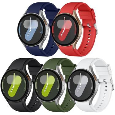 Imagem de Lenrao Pulseira sem lacunas para Samsung Watch, pulseira clássica de 20 mm para Galaxy Watch 7/6/5/4/Galaxy Watch 4/6, pacote com 5