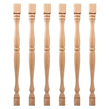 Imagem de TCHOSUZ Pacote Com 6 Balaústres De Madeira Inacabados 13" (33 Cm), Corrimãos Decorativos Europeus Sem Pintura Para Escadas, Móveis, Marcenaria, Artesanato, Reforma Da Casa