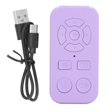 Imagem de Página de controle remoto Bluetooth Turner 9 Chaves Recarregam o smartphone sem fio Rolling Clicker para gravar vídeo e leitura móvel Reading ABS Material Tipo C Carregamento (Roxo)